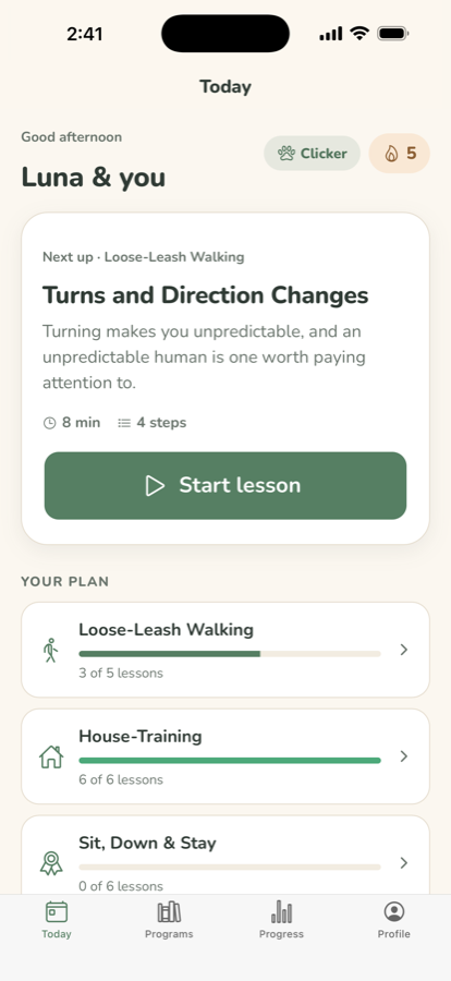 The plan for today, with the next lesson ready to start